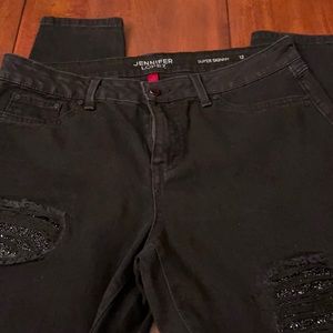 Jennifer Lopez supper skinny black Jean. Size 12.